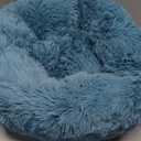 Bedsure Calming Cat Beds for Indoor Cats - Small Cat Bed Washable 20 inches, Anti-Slip Round Fluffy Plush Faux Fur Pet Bed, Fits up to 15 lbs Pets, Washed Blue