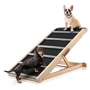 Dog Ramp for Bed - Extra Wide - Excellent Traction, Pet Ramp for Small Large Dogs to Get on Couch Car, Non-Slip Rubber Surface, 17’’W, Hold up to 200lb, Adjustable, Foldable (200LBS)