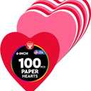 Hygloss Heart Shape Paper Cut-Outs for Arts & Crafts-Many Creative Uses-Valentines Day Activities-6 Inches-100 Pcs, Red, Pink & White