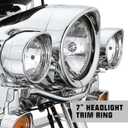 SUNPIE 7" Headlight Visor Trim Ring Motorcycle Headlamp Frenched Rings Decorate Accessories Compatible with Harley Trike Road King Touring Electra Glide Heritage Softail (Silver)
