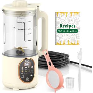 Beyn 10-in-1 Upgraded 60oz Nut Milk Maker Machine with 48-Leaf Titanium BladesAutomatic Plant-Based Milk Maker for Homemade Oat, Soy, Almond, Juice & MoreTemp Hold, Delay Start, Boil &Auto Clean