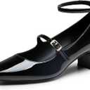 Trary Mary Jane Shoes Women Chunky Block Heels Mary Janes Dress Shoes for Women Close Cap Toe 2.2 Inch Women's Pumps Shoes with Buckle Double Strap Comfy Pumps for Office Party Casual Wedding (7, Black)