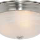 DESIGNERS FOUNTAIN Reedley 2-Lights Flush Mount Ceiling Light, 11 Inch Lighting Fixture for Kitchen, Bedroom, Bathroom, and Hallway, White Alabaster Glass, Satin Platinum, 1257S-SP-AL