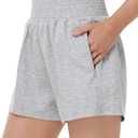 THE GYM PEOPLE Women's Sweat Shorts High Waist Zipper Pockets Lounge Shorts | Soft comfy, High waisted, Elastic waistband, Tummy control, 2 zipper pockets, For running, lounging and daily wear (XL)