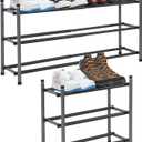 Easi 3-Tier Expandable Shoe Rack for Closet & Entryway, Adjustable 18"-33" Stackable Metal Shoe Organizer, Sturdy Free Standing Shoe Shelf for Small Space, Front Door, Cabinet