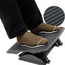 Mind Reader Foot Rest, Under Desk at Work, Ergonomic, Height Adjustable, Office, Plastic, Black