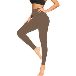 FULLSOFT Soft Leggings for Women - High Waisted Tummy Control No See Through Workout Yoga Pants (Small-Medium, B-coca Moncha)