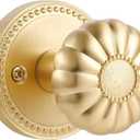 Gold Door Knobs Passage Door Knobs Brushed Gold Interior Satin Brass Door Knob for Hall and Closet,Zinc Alloy 1 Pack