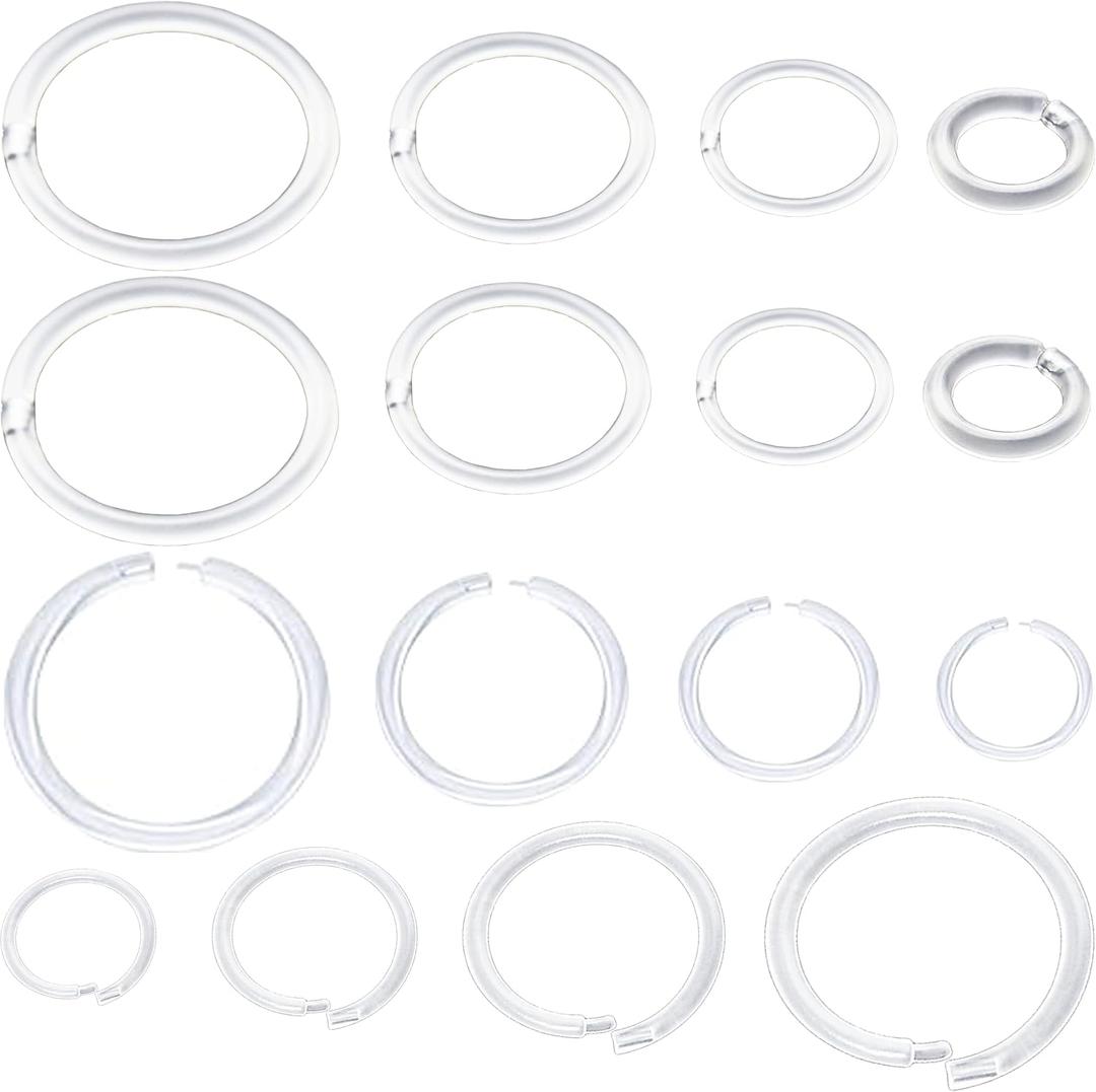 Anti-Allergy Plastic Hoop Ear Retainers, Clear Nose Rings, 18 Guage,  With Buckle, For Sensitive Ears & Skin