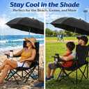 2 Pack Portable Folding Camping Chairs with Adjustable Umbrella, Outdoor Canopy Chairs with Cup Holder, Lightweight Beach Chairs for Fishing, Sports Events & Lawn (Black)