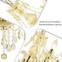 PAPAYA Plug-in 5 Light Gold Crystal Hanging Pendant Lights Acrylic Chandelier with Cord & On/Off Switch H19 D19.7 for Kitchen Island Girls' Room Dining Area Laundry Pavilion