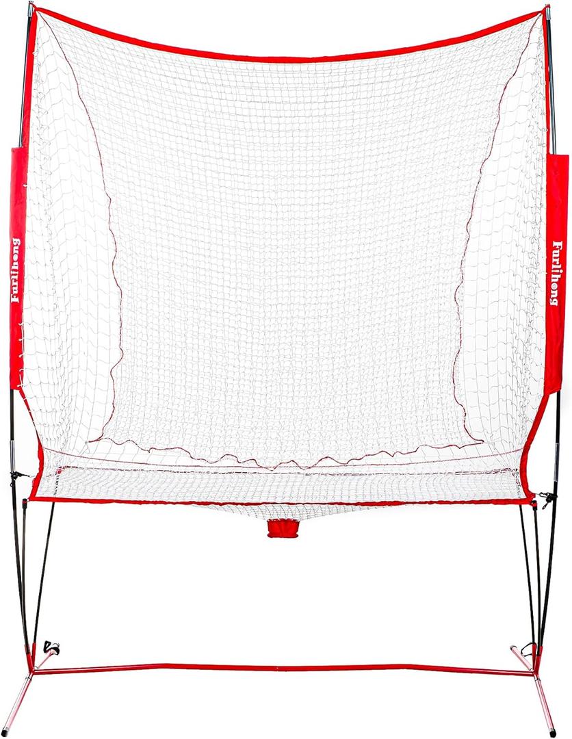 Furlihong NT01 Baseball & Tennis Ball Recycling System Net, 6 x 7ft, Portable Polyester Net and Fiberglass Frame, Compatible with 681PBH 680BH 6802BH Machines, with Carrying Bag (Net Only)