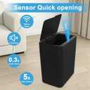 Naisu 4 Gal Bathroom Trash Can with Lid,Automatic Garbage Can with Touchless and Sealed Design,Slim Motion Sensor Waterproof Plastic Trash Bin Suitable for Bedrooms,Bathrooms,Kitchens, 2 Pack, Black