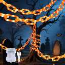 woohaha Halloween Decorations Plastic Chain Lights10.5FT 175LED Orange Battery/USB Props Chains String Lights,8 Modes and Timer for Outdoor Halloween Party Creepy Cosplay Spooky Ornaments
