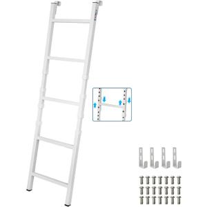RV Bunk Bed Ladder, Upgraded - Adjustable Height 55"-71", Telescoping Heavy Duty Travel Trailer Bed Ladders with 4 Hook and Foot Caps, Anti-Slip Ladder for Home Dorm Appartments, Load 300 LBS -White