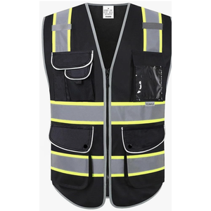 XIAKE 9 Pockets Class 2 High Visibility Reflective Safety Vest for Men Women Work Construction Vest, M