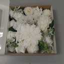 Ling's moment Fake Flowers Box, Faux Artificial Greenery Stems Foam Roses Silk Dahlia Rose Leaves Fabic Flower for Centerpieces Bouquet Wedding Vase Floral Decorations, White & Sage, Grand Combo