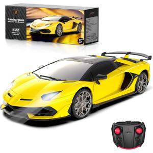 Lamborghini Remote Control Car, 1:24 Scale Electric Sport Racing Hobby Toy Car Lamborghini Model Vehicle for Boys Girls Birthday Gifts, Yellow