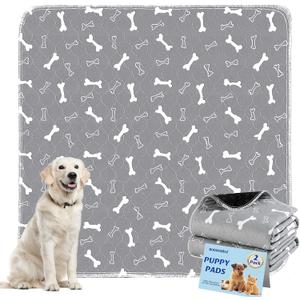 Washable Pee Pads for Dogs, 2 Pack Dog Pee Pads Washable, Waterproof Puppy Pads Mat Reusable Fast Absorbent Dog Potty Training Pads, Whelping Pads for Playpen Crate - 24x24 (Gray)