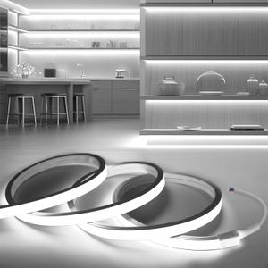 LED Strip Lights Daylight White 6000K,9.8ft 12V Neon Rope Lights,Flexible Silicone Outdoor Waterproof Neon Strip Lights for Mirror,Kitchen,Cabinet,DIY Lighting(Power Supply Not Included)