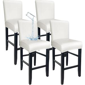 PU Leather Bar Stool Covers with Backs, Waterproof Bar Stool Chair Covers Washable & Wipeable High Back Barstool Slipcovers Chair Protctor for Pub, Counter, Cafe, Dining Room (PU White, 4 Pack)