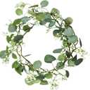 2 Pack Artificial Eucalyptus Garland with Baby Breath Flowers 5.57Ft Faux Gypsophila Vine Hanging for Wedding Arch Garden Porch