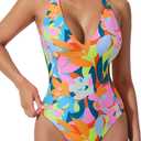 SUUKSESS Women Sexy Low Back One Piece Swimsuit Slimming Tummy Control Bathing Suit, Medium
