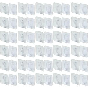 IFAMIO 30 Pack Double Sided Adhesive Wall Hooks Self-Adhesive Nail Free No Damage Multi-Purpose Hooks Clear Picture Hanging Sticky Wall Hooks for Bathroom Kitchen Office Hanging