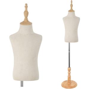 Dress Form with Wooden Base, Mannequin Child Display Body Bust Forms Realistic Model Manikin, No Hands 6-7 Years Olds