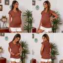 Maternity Shirts 3 Packs Flying Short Sleeve Pregnancy Tops V Neck Side Ruched Tees (Medium, Wine Red / Grey / Caramel)