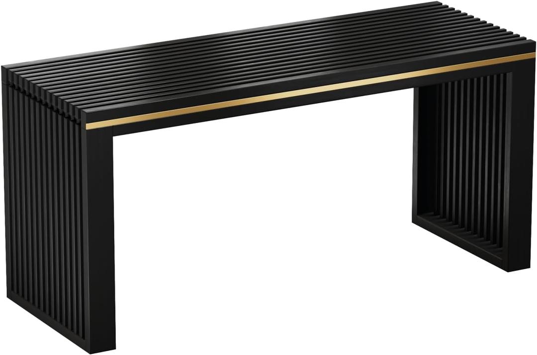 Bamboo Dining Bench Indoor Long Bench Entryway Shoe Rack Bench,Outdoor Modern Wood Benches 35 Inch Bamboo Bench for Living Room Hallway Bedroom Bathroom Black Long