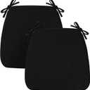 Chair Cushions for Dining & Kitchen Chairs 2'' Thick High-Density Foam with Gel-Infused Non-Slip Removable Washable Cover Ties Comfortable & Breathable Seat Pads (Black, 2 Count (Pack of 1))