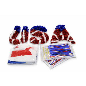 Moucuny 24Pcs Patriotic Parade Decorations 4th of July Car Decor Red White and Blue, Tinsel, Garlands, American Flag