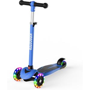 Multicolor Kids Scooter for Ages 3-12, 3 Wheel Lean to Steer Scooter with LED Light-Up Wheels, Adjustable Handlebar, Detachable Easy Storage for Boys & Girls