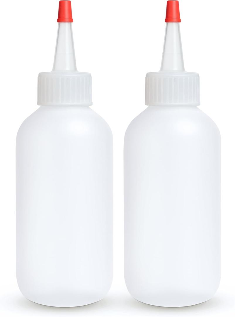 BRIGHTFROM Condiment Squeeze Bottles - 4 OZ Squirt Empty Bottles, Red Top Cap, Leak Proof - Great for Ketchup, Mustard, Syrup, Sauces, Dressing, Oil, Arts and Crafts, BPA-FREE Plastic - Pack of 2