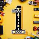 3 x Racing Car Light up Numbers Checkered Birthday Decorations Happy Birthday Light up Sign Racetrack Inspired Decor Cars Theme Birthday Party Decorations Night Light for Racing Party Supplies (Number 1) (White+Black)