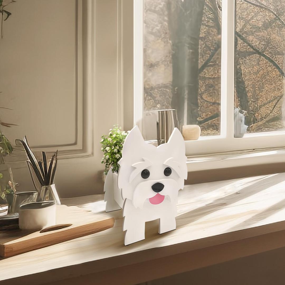 West Highland Whitebulldog Dog Plant Dog-Shaped Plant containers for Garden Decorations, Desktop Storage containers, Indoor and Outdoor planters.