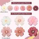 Lerheedi 12 Pcs 31.5" 20" Giant Tissue Paper Flower Decoration Extra Large Wall Crepe Paper Flower Pom Poms Church Floral Decoration for Mexican Fiesta Wedding Bridal Shower Decor (Rose Color)