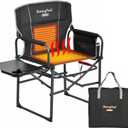 SUNNYFEEL Heated Camping Directors Chair, Heavy Duty, Oversized Outdoor Portable Heating Folding Chair with Side Table, Pocket for Beach, Fishing, Trip, Picnic Lawn, Concert Foldable Camp Chairs