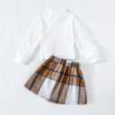 Girls Plaid Outfits Toddler Lace Sleeve Tops Plaid Mini Skirt Shorts Casual Winter Fall Dresses (2-3T, White)