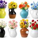 Juome Mini Vase Magnets for Fridge - 8PCS Cute Tiny Ceramic Magnet Vases for Flowers Plant, 3D Mini Magnetic Vases for Refrigerator Kitchen Locker Office Decoration (Exclude Flower)