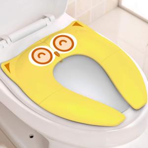 Gimars Upgrade Folding 6 Large Non Slip Silicone Pads Travel Portable Reusable Toilet Potty Training Seat Covers Liners with Carry Bag for Babies, Toddlers and Kids, Yellow