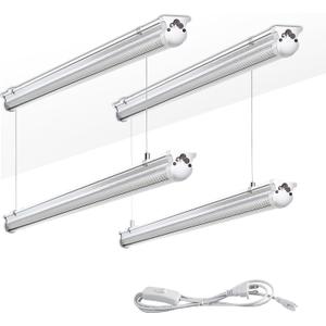 Skymoatled 4Pack 4FT LED Shop Light Garage Lights,50W 6000K 7500LM White Light,Hanging/Surface Mount,Plug and Play,Linkable T8 LED Shop Lights,Commercial Bay Lighting for Warehouse Workshop Basement