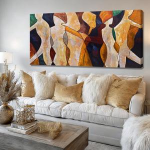 Hue7Art Abstract Canvas Wall Art Modern Colorful Abstract Painting Contemporary Figurative Artwork for Living Room Bedroom Office Apartment Wall Decor 24x48 Inch
