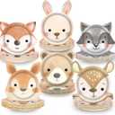 Naozinebi 60 Count Woodland Party Paper Plates Animal Shaped Disposable Plates Woodland Creatures Tableware Forest Birthday Decorations for Birthday Baby Shower Animal Theme Party Favors
