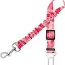3 Pack Dog Seat Belt for Car - Adjustable Dog Car Safety Harness, Elastic Cushioning Seatbelt Leash, Reinforced Metal Buckle Anti-Tangle Design, for Small and Medium Pets (Pink)