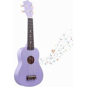 21 Inch Carbon Fibre Kids Toddler Child Children Acoustic Guitar Ukulele Musical Instruments Ideal for 3-9 Year Old Boys Girls Gifts (Purple)