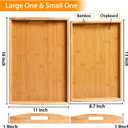2-Pack Bamboo Serving Trays with Handles, 16" and 13", Decorative Food Tray Set for Breakfast, Coffee, Tea, Snacks, Ideal for Coffee Table, Ottoman, Living Room & Kitchen (Gray)