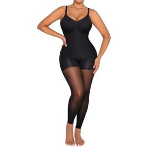 SHAPELLX Full Body Shapewear for Women Tummy Control Sheer Footless Pantyhose Compression Tights Body Shaper Bodysuit, XL