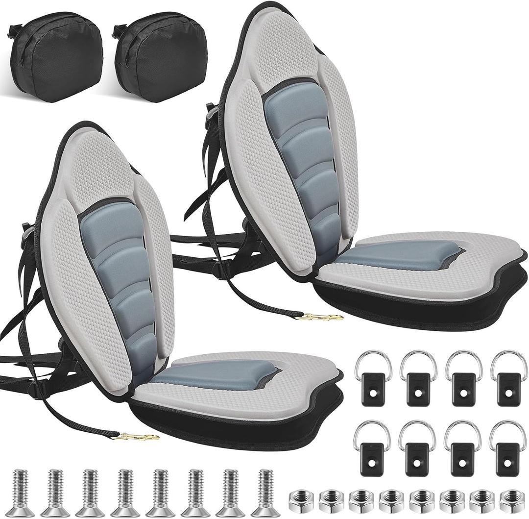 Lewtemi Thicken Kayak Seat with Back Support Canoe Paddle Board Seat with Detachable Storage Bag Adjustable Sit on Top Paddleboard Cushion for Kayaking Canoeing Rafting